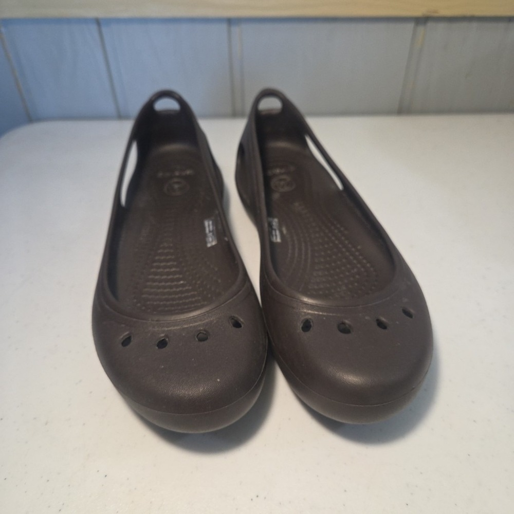 Crocs Shoes Womens 9 Brown Kadee Ballet Flat Slip On Brown Comfort Casual Beach
